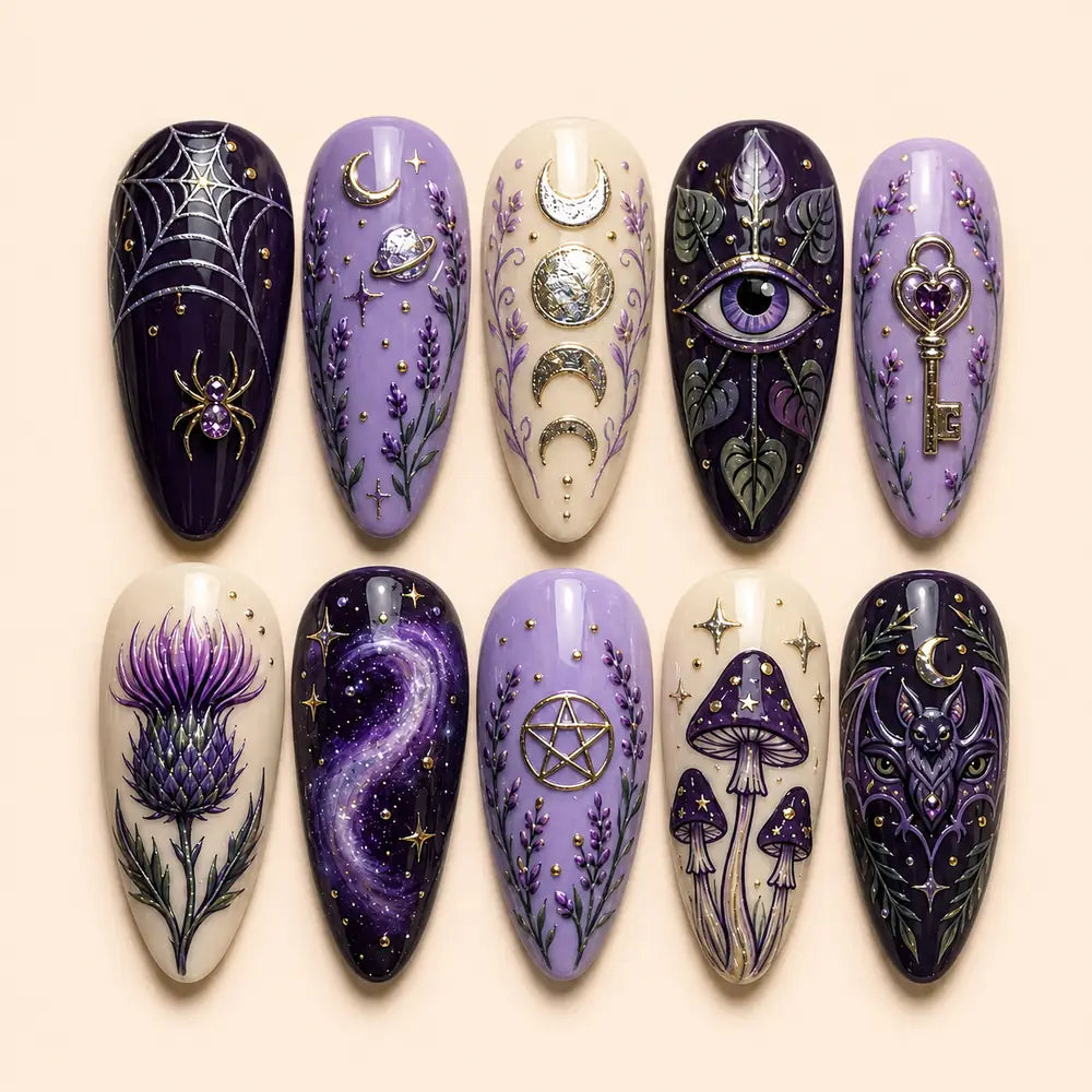 Enchanted Moonlit Garden 3D Press On Nails — image 1