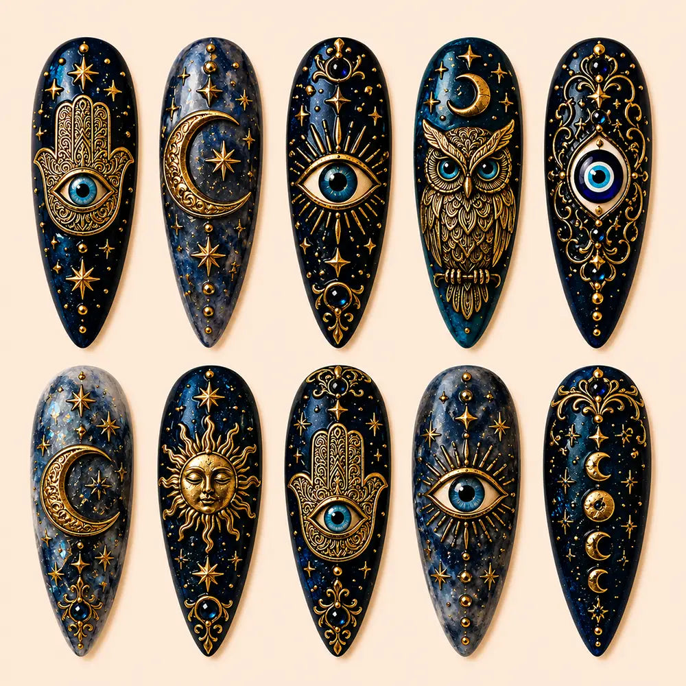 Enchanted Owl Celestial 3D Press On Nails