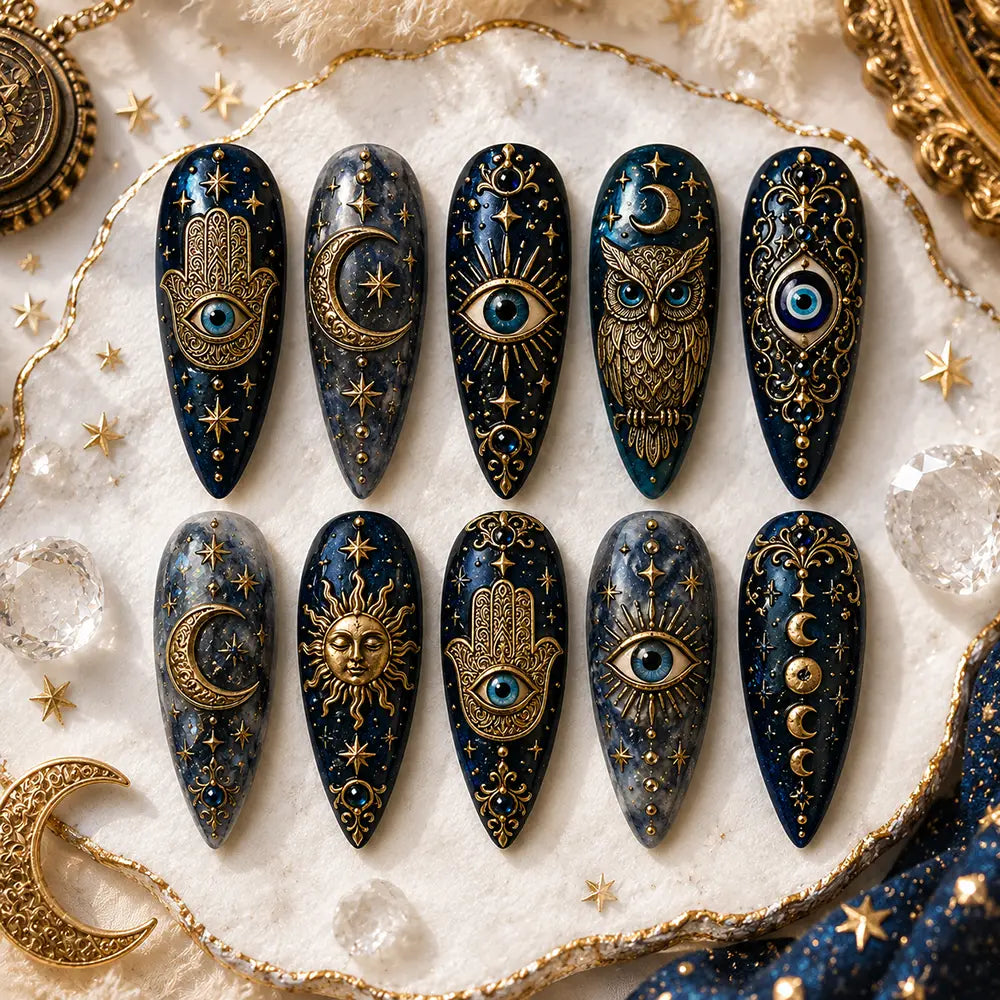 Enchanted Owl Celestial 3D Press On Nails
