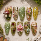 Enchanted Woodland Butterfly & Mushroom 3D Press On Nails — image 2