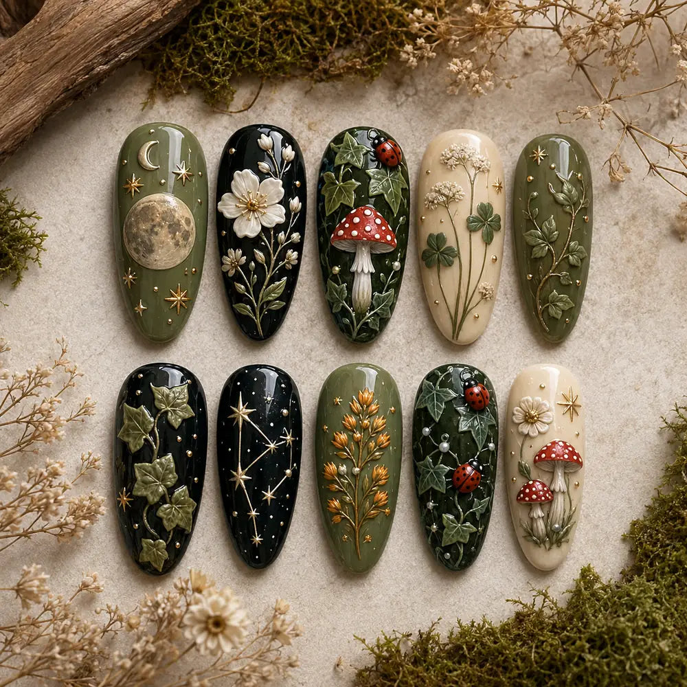 Enchanted Woodland Mushroom 3D Press On Nails — image 2