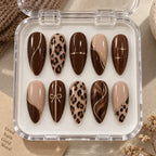 Espresso Floral Bow 3D Press On Nails — image 2