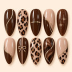 Espresso Floral Bow 3D Press On Nails — image 1
