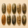 Fairycore Autumn Forest Owl & Woodland Gold Flake Press On Nails