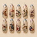 Fairycore Autumn Woodland Animals & Forest French Tip Glitter Press On Nails