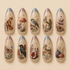 Fairycore Autumn Woodland Animals & Forest French Tip Glitter Press On Nails