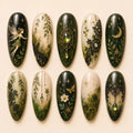 Fairycore Enchanted Forest Fairy Gold Foil Press On Nails