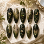 Fairycore Enchanted Forest Fairy Gold Foil Press On Nails