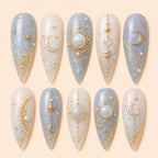 Fairycore Evening Celestial Planet Rhinestone Press On Nails