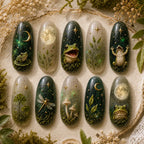 Fairycore Moonlit Forest Frog & Mushroom Celestial Press On Nails