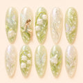 Fairycore Spring Lily of the Valley Ombre Cat Eye Press On Nails