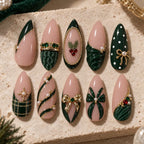 Festive Green Bow & Berry 3D Press On Nails — image 2