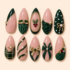 Festive Green Bow & Berry 3D Press On Nails — image 1