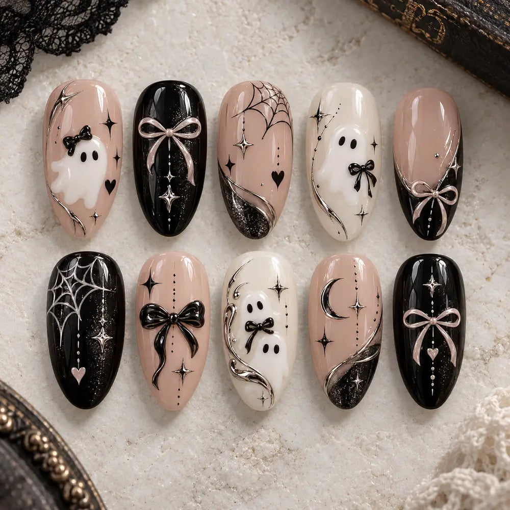 Ghostly Bows Halloween Press On Nails — image 2