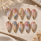 Gilded Blush and Slate Marble Press On Nails — image 2
