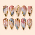 Gilded Blush and Slate Marble Press On Nails — image 1