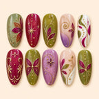 Gilded Botanical Floral 3D Press On Nails — image 1