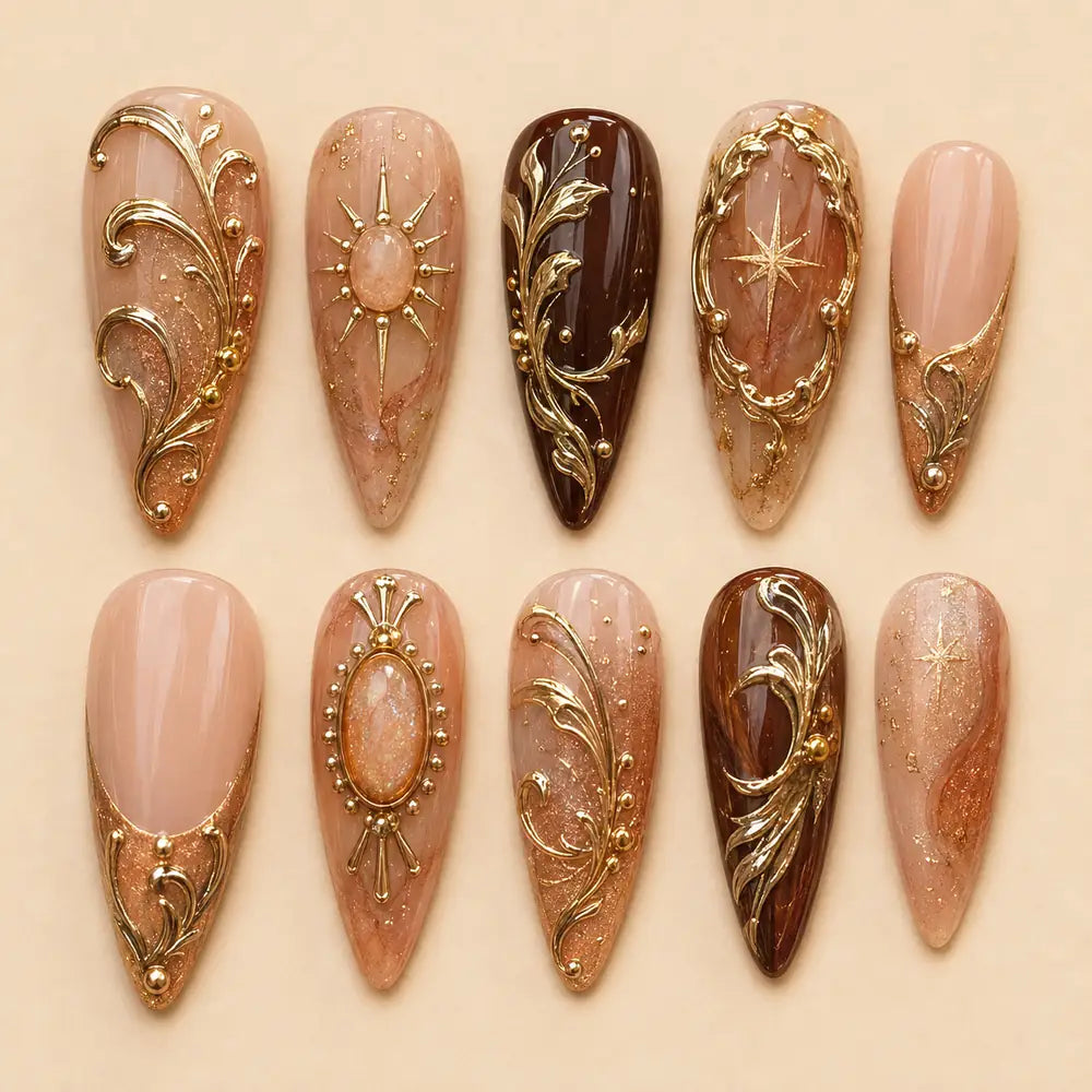 Gilded Celestial Filigree Press On Nails — image 2