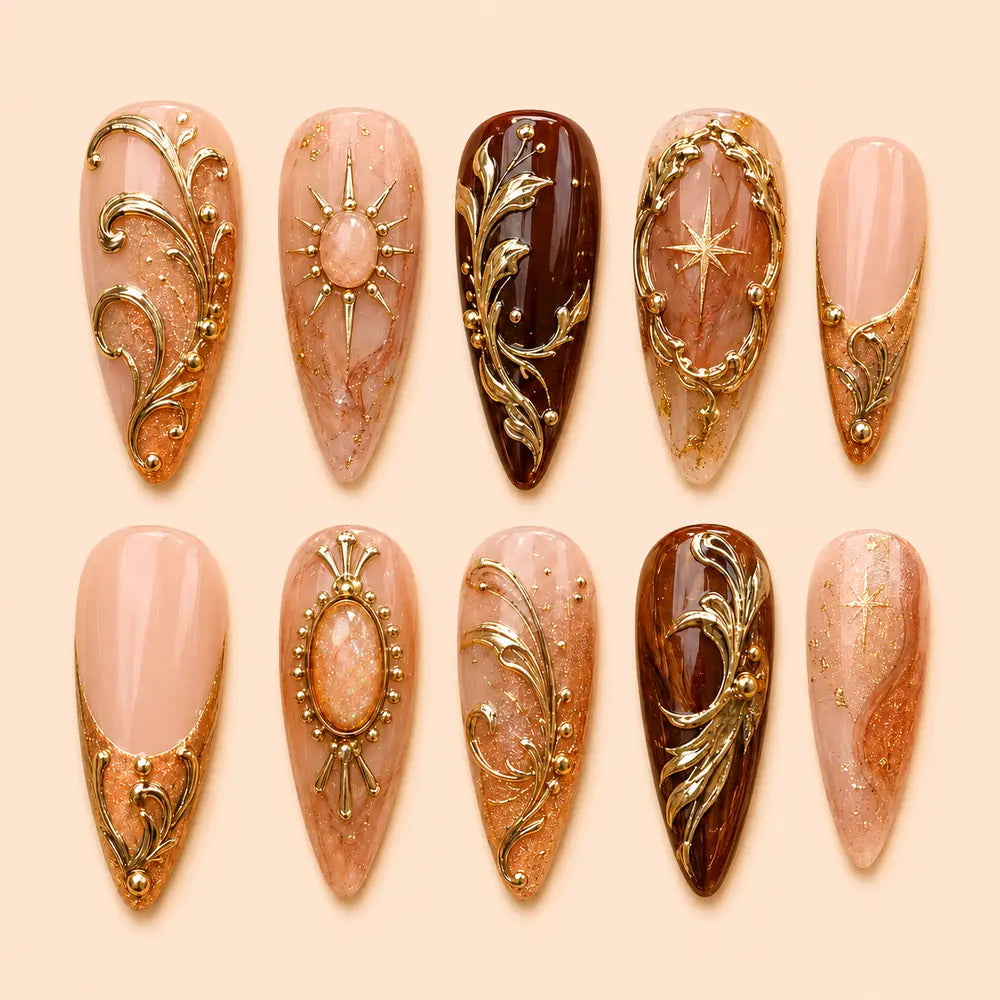 Gilded Celestial Filigree Press On Nails — image 1