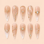 Gilded Celestial Rhinestone Stiletto Press On Nails — image 1