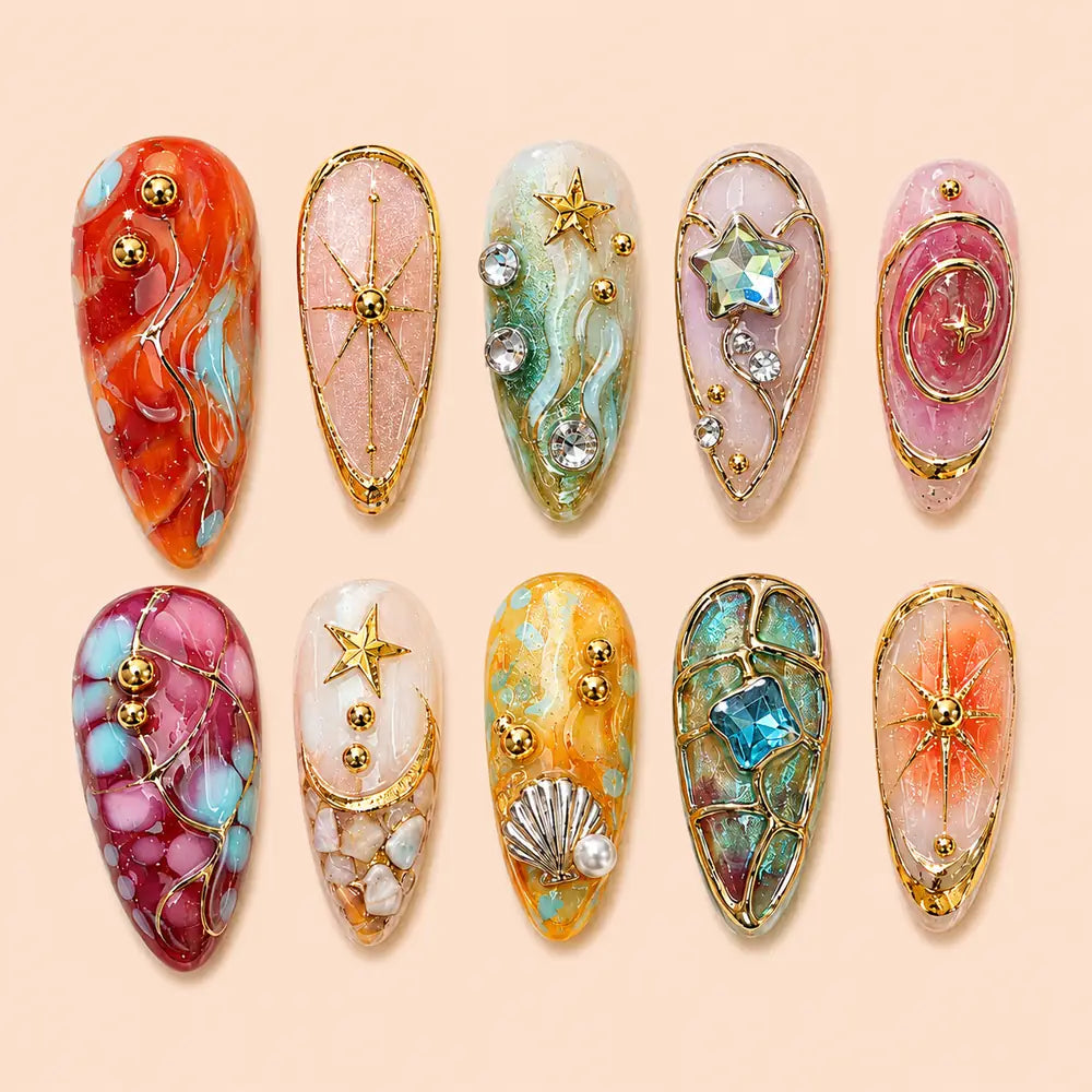 Gilded Cosmic Treasure Press On Nails — image 1