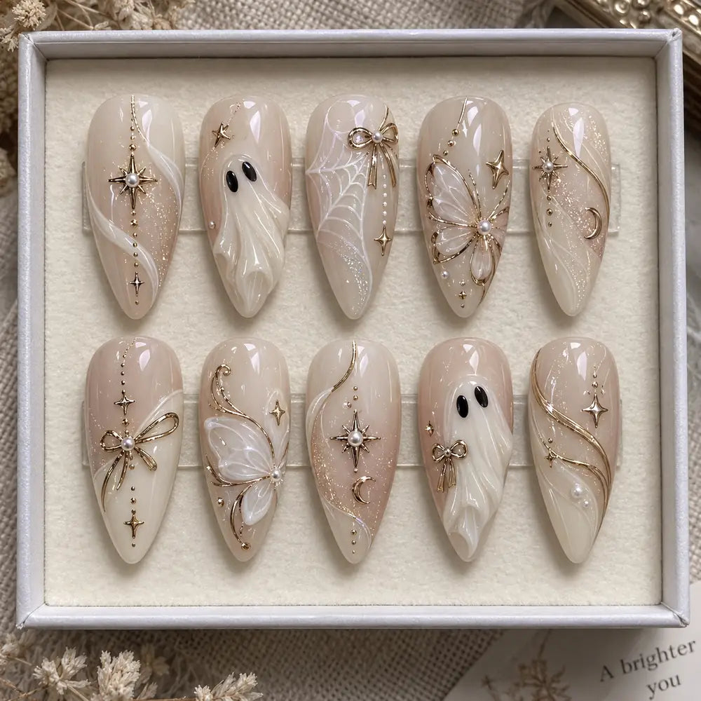 Gilded Ghost and Butterfly 3D Press On Nails — image 2