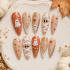 Gilded Ghost and Mummy Halloween Press On Nails — image 2