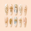 Gilded Guardian Angel Cross Press On Nails — image 1