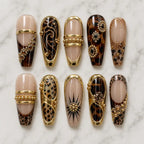 Gilded Tortoiseshell Leopard Boho Press On Nails — image 2