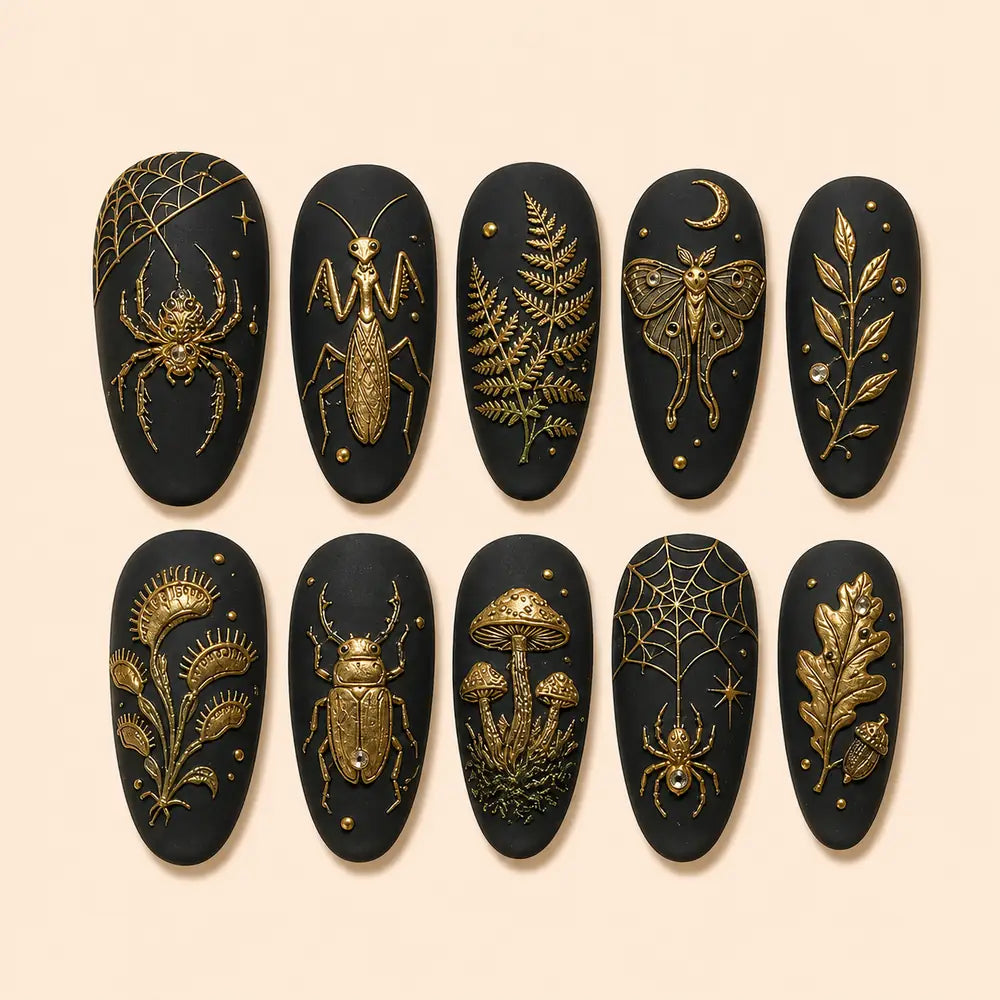 Gilded Woodland Curiosities 3D Press On Nails — image 1