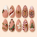 Gingerbread Candy Cane Christmas 3D Press On Nails — image 1