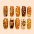 Golden Sun Spiral Celestial Press On Nails — image 1