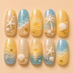 Golden Sunset Coastal Beach Press On Nails