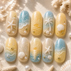 Golden Sunset Coastal Beach Press On Nails
