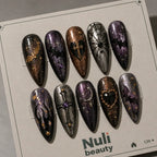 Gothic Bat and Spiderweb Glitter Press On Nails — image 2