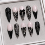 Gothic Bow Lace French Tip 3D Press On Nails — image 2