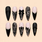 Gothic Bow Lace French Tip 3D Press On Nails — image 1