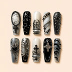 Gothic Cross and Chain 3D Coffin Press On Nails — image 1