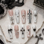 Gothic Cross & Black Heart Coffin Press On Nails — image 2
