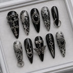 Gothic Cross Butterfly 3D Rhinestone Press On Nails — image 2