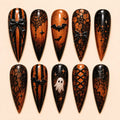 Gothic Halloween Bad & Skull Lace Glitter Press On Nails