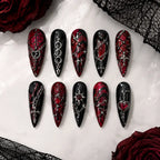 Gothic Heart Cross Chain 3D Rhinestone Press On Nails — image 2