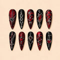 Gothic Heart Cross Chain 3D Rhinestone Press On Nails — image 1
