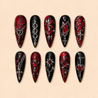 Gothic Heart Cross Chain 3D Rhinestone Press On Nails — image 1