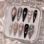 Gothic Heart Relic 3D Chrome Stiletto Press On Nails — image 2