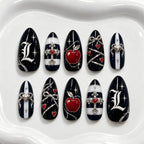 Gothic Red Apple & Heart 3D Press On Nails — image 2