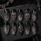 Gothic Skull and Silver Cross 3D Press On Nails — image 2