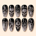 Gothic Skull and Silver Cross 3D Press On Nails — image 1