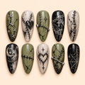 Gothic Stitched Heart & Chain Press On Nails — image 1