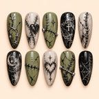 Gothic Stitched Heart & Chain Press On Nails — image 1